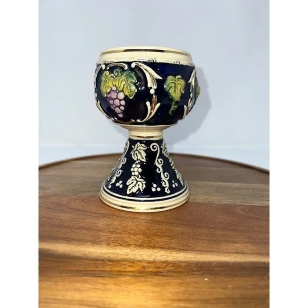 Vintage Innsbruck Ceramic Goblet Souvenir Wine‎ Cup with Grape Vine Motif